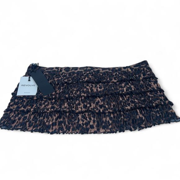 New Revolve Lioness L Match Point Mini Skort Skirt Shorts Print Leopard Ruffle - Picture 2 of 5